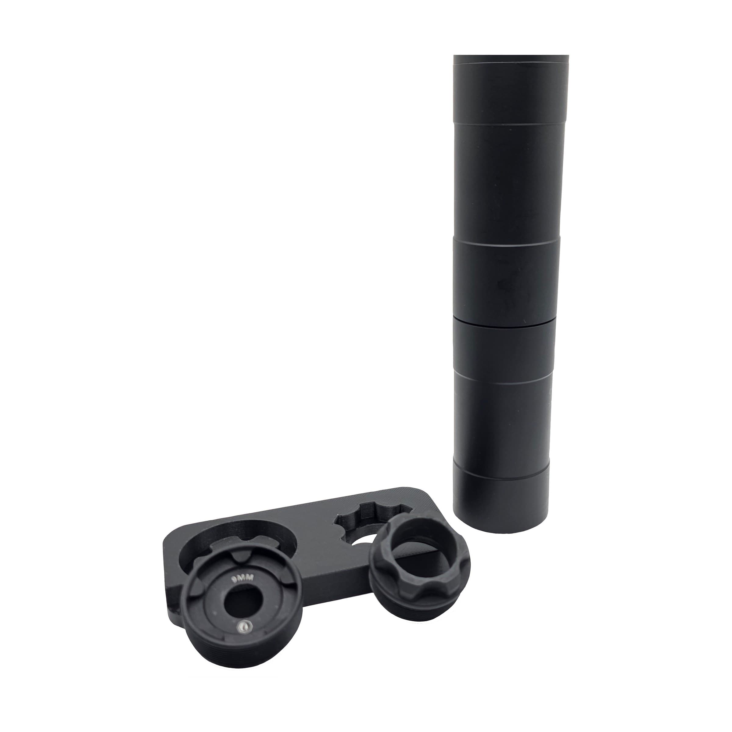 2-in-1 suppressor wrench, three-quarter view with host