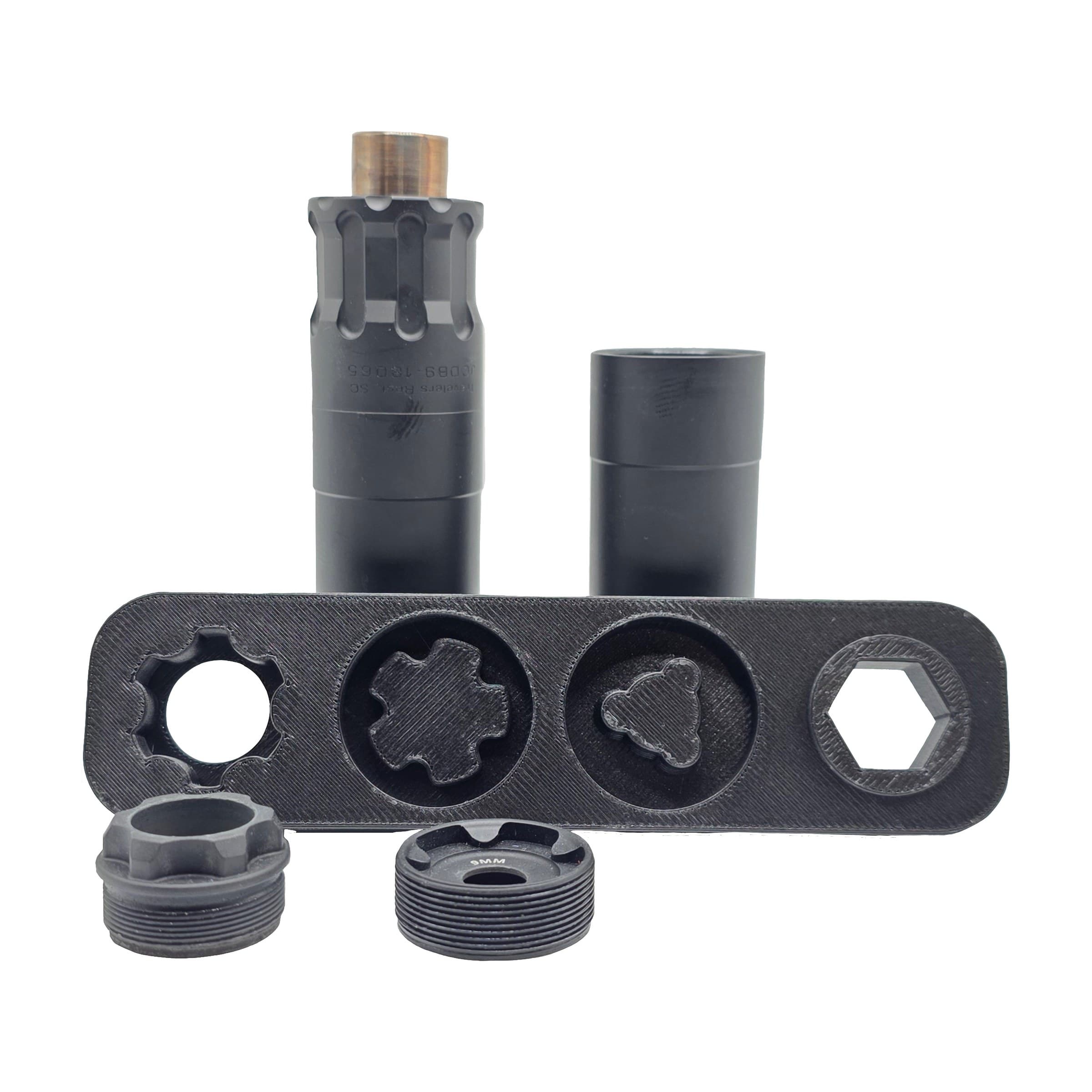 4-in-1 suppressor wrench with host, end caps and mount
