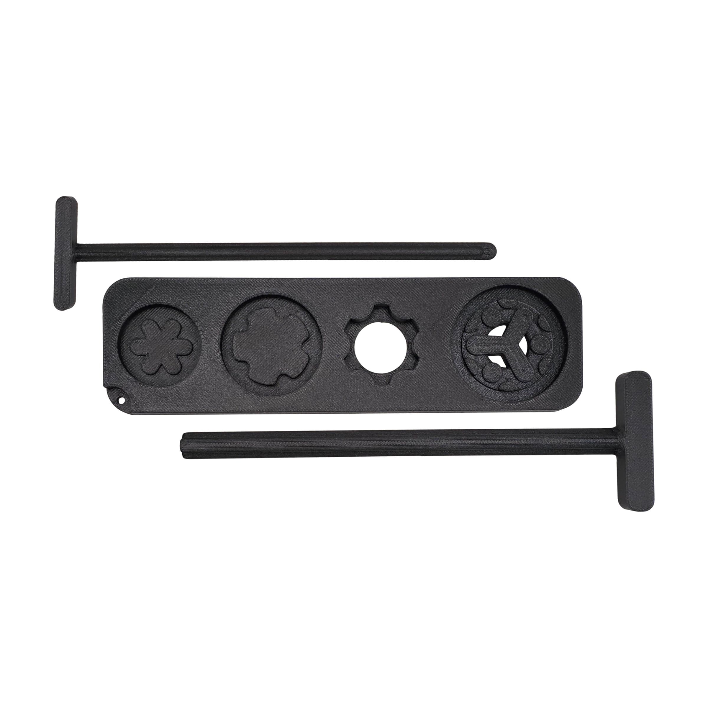 Universal suppressor wrench with two T-handle baffle punch rods