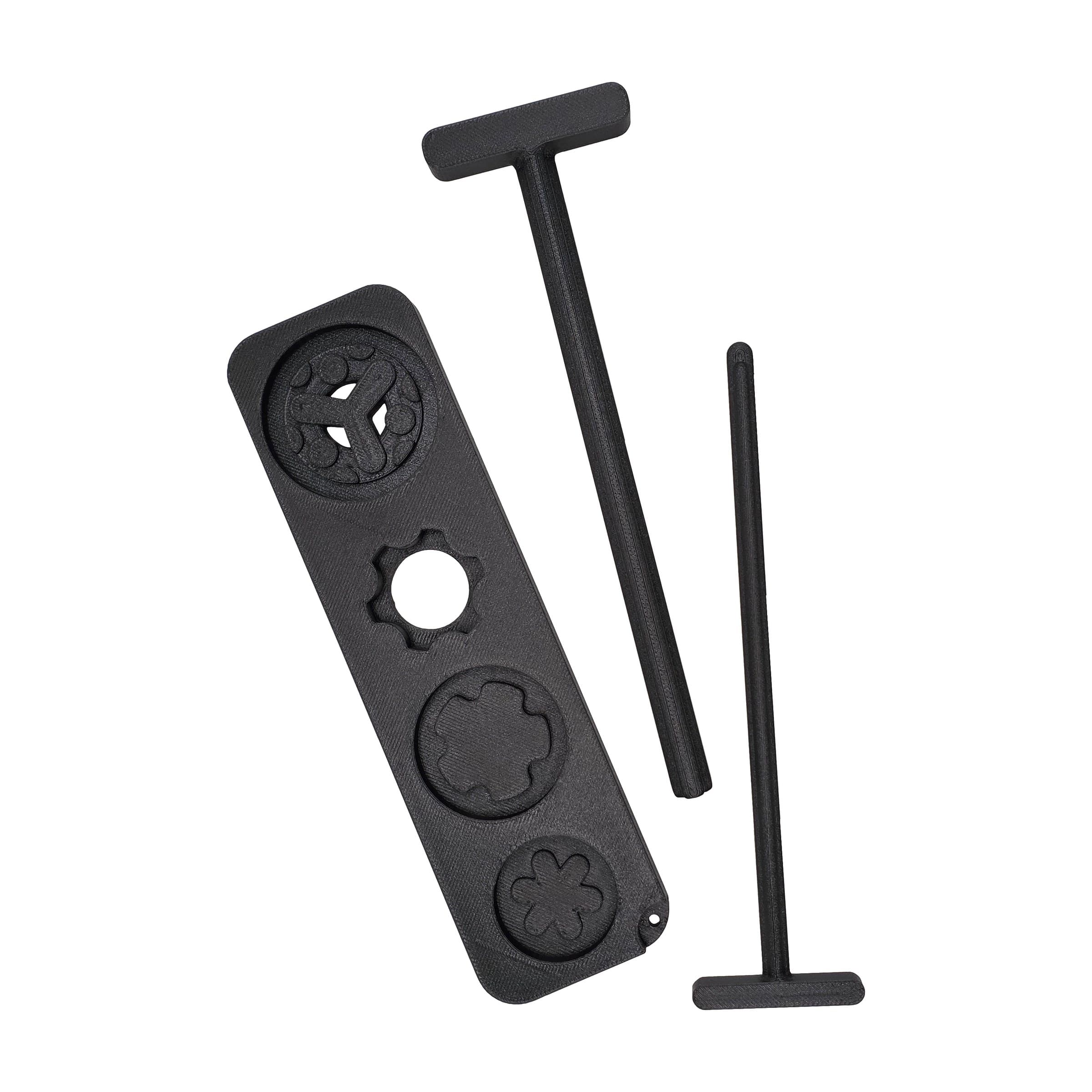 Baffle punch rods and wrench plate at an angle