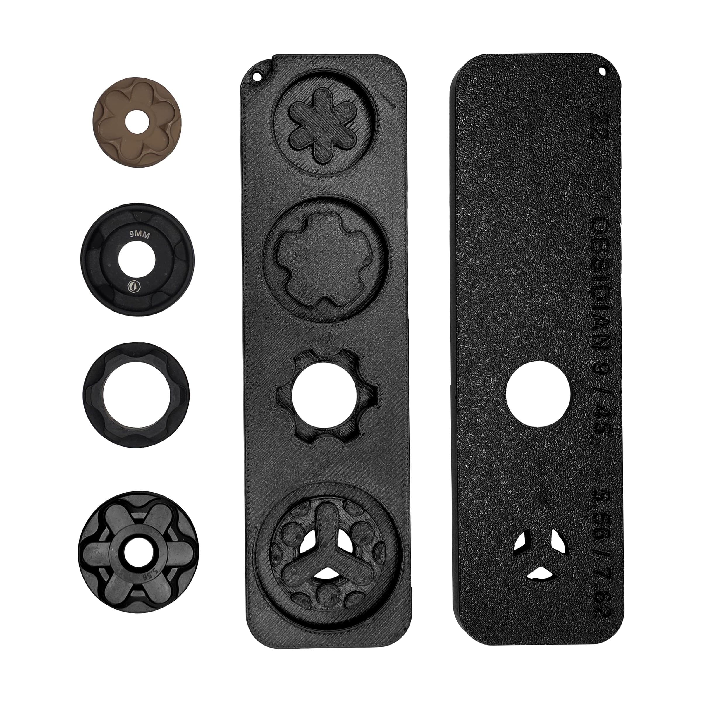 Universal suppressor wrench shown with end caps and mounts